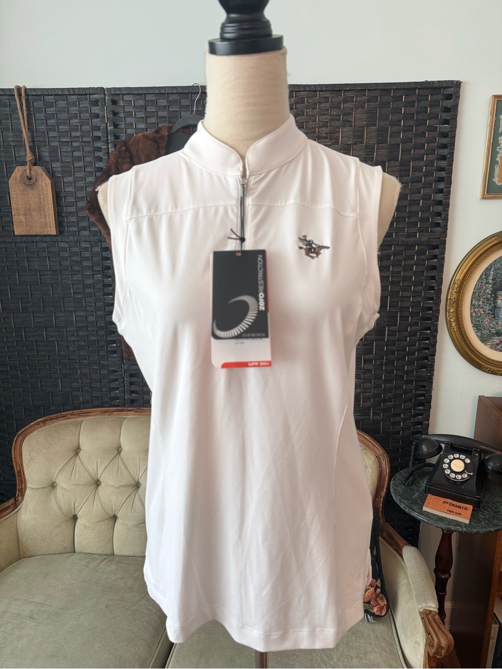 🤍 Zero Restriction Rory Sleeveless Mock Neck Golf Top Sleepy Hollow CC NWT Sz M